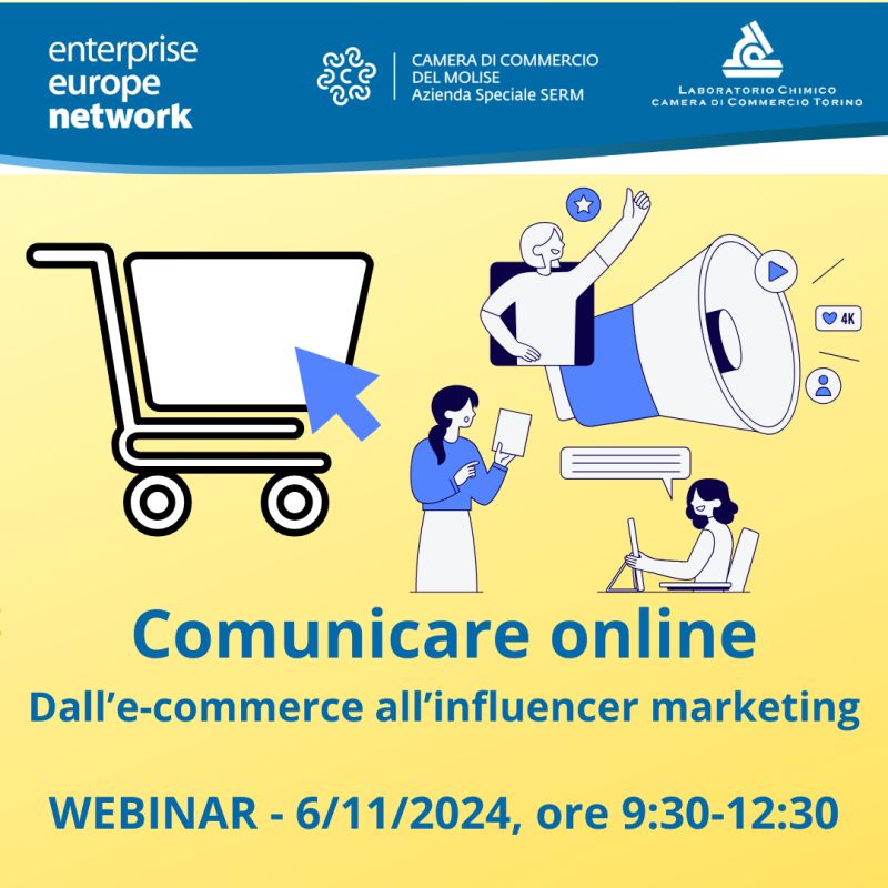 Webinar “𝗖𝗼𝗺𝘂𝗻𝗶𝗰𝗮𝗿𝗲 𝗼𝗻𝗹𝗶𝗻𝗲 – 𝗗𝗮𝗹𝗹’𝗲-𝗰𝗼𝗺𝗺𝗲𝗿𝗰𝗲 𝗮𝗹𝗹’𝗶𝗻𝗳𝗹𝘂𝗲𝗻𝗰𝗲𝗿 𝗺𝗮𝗿𝗸𝗲𝘁𝗶𝗻𝗴” – 6 novembre 2024